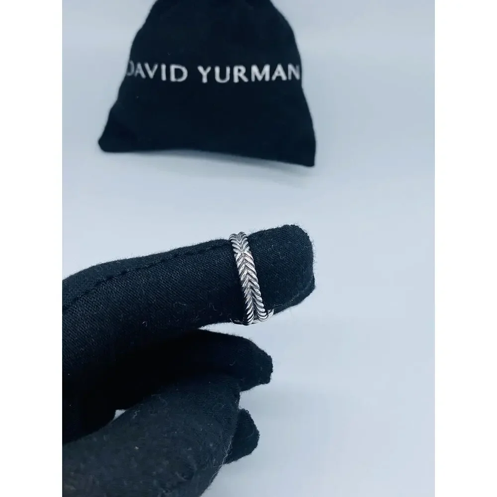 David Yurman Sterling Silver petite Albion w/diamonds ring Size 7
